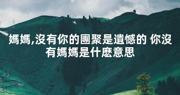 媽媽,沒有你的團聚是遺憾的 你沒有媽媽是什麽意思